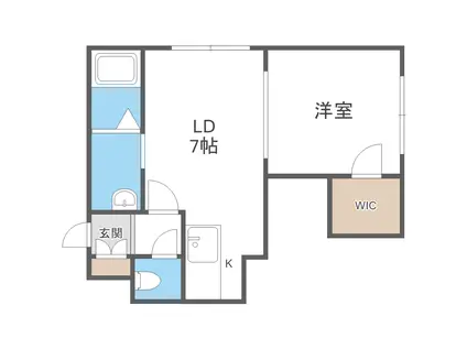 シルキー厚別東Ⅱ(1LDK/3階)の間取り写真