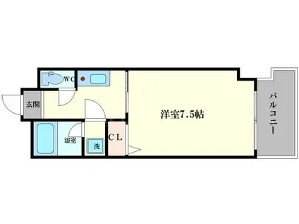 ブルービー桜川駅前(1K/3階)の間取り写真