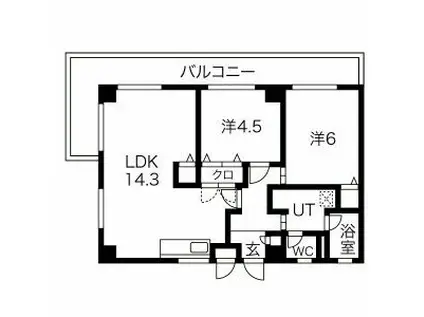 パインハイツ(2LDK/1階)の間取り写真