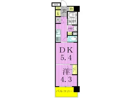デュオステージ北千住(1DK/3階)の間取り写真