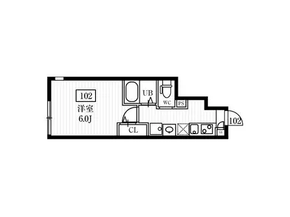 ミハス東武練馬(1K/1階)の間取り写真