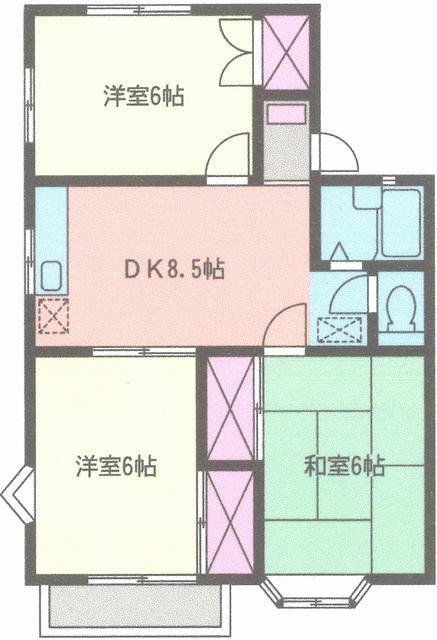 ダイヤビレッジ(3DK/2階)の間取り写真