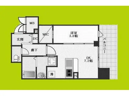 LA WAISON NAMBA ウエスト(1DK/7階)の間取り写真