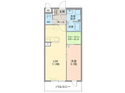 レジデンスノーブル(1LDK/1階)の間取り写真