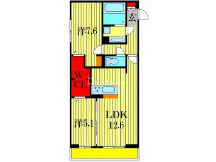 フォーリアA(2LDK/1階)の間取り写真