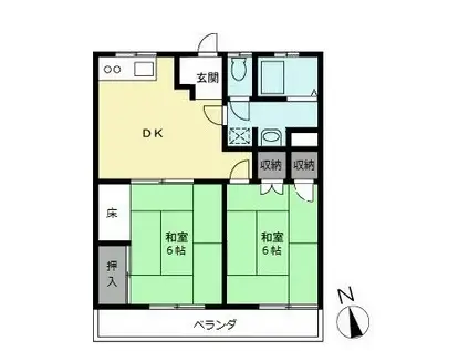 フラワーマンション(2DK/2階)の間取り写真