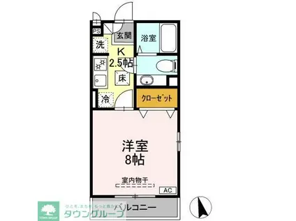 プランドールAB(1K/2階)の間取り写真