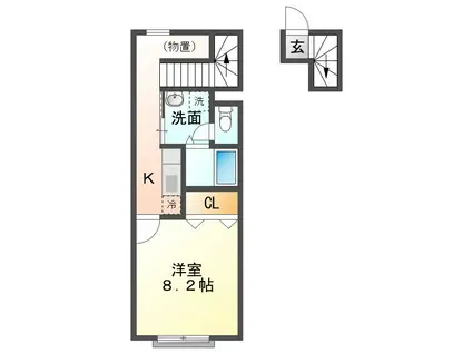 シンプルN(1K/2階)の間取り写真