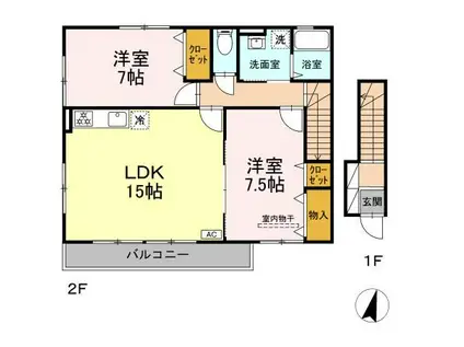 グランドブルージュ(2LDK/1階)の間取り写真