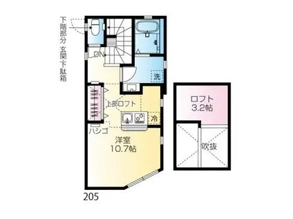 フレシール野方(ワンルーム/2階)の間取り写真