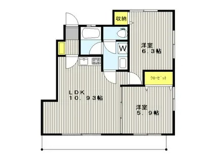 CLAIR小川(2LDK/1階)の間取り写真
