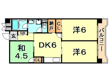 ビレッジハウス港島タワー1号棟(3DK/7階)の間取り写真