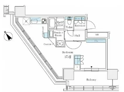 ブリリアタワー浜離宮(ワンルーム/7階)の間取り写真
