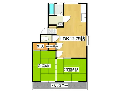 ローズハイツ(2LDK/1階)の間取り写真