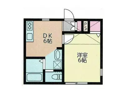 ハイムKセブン(1DK/2階)の間取り写真