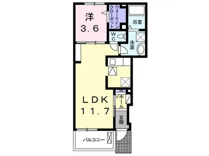 ポート・リジェールV(1LDK/1階)の間取り写真