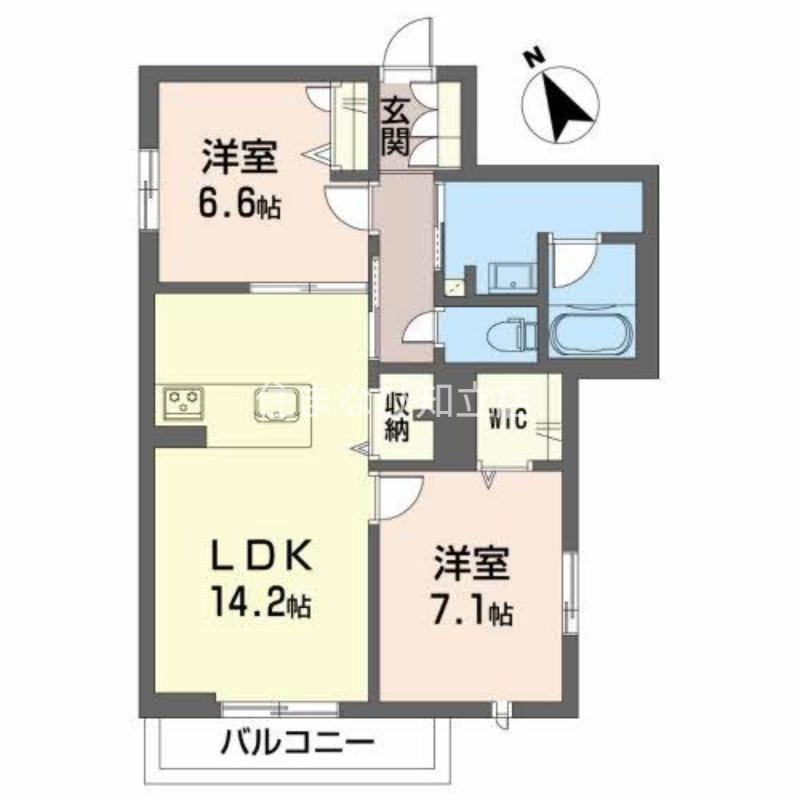 レフィシア城南(2LDK/2階)の間取り写真