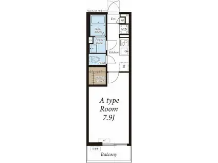 リブリイシダ2(1K/3階)の間取り写真