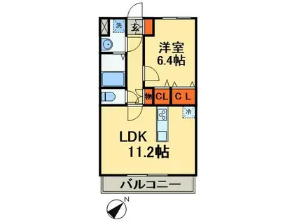 グリシーナおおたかIII(1LDK/3階)の間取り写真