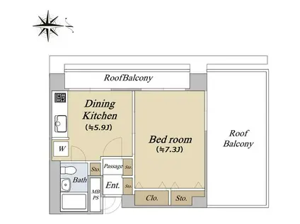 ライオンズマンション六本木第3(1DK/4階)の間取り写真