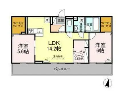 LECHE鳥追(2SLDK/3階)の間取り写真