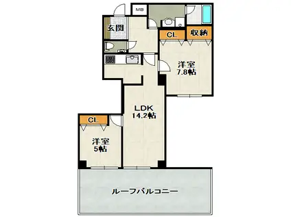 グランドール宝塚(2LDK/6階)の間取り写真