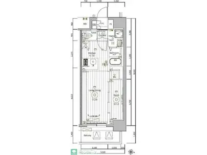 メイクスアート名駅南IV(1LDK/12階)の間取り写真