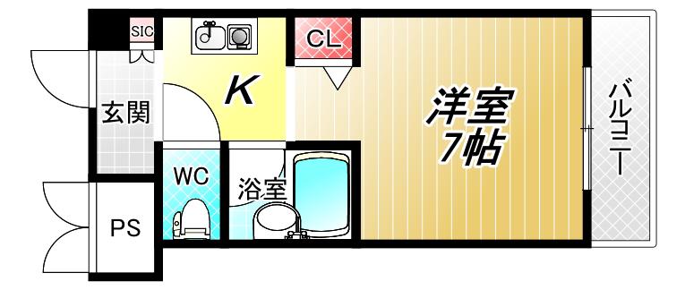 フォレストコート長瀬(1K/4階)の間取り写真