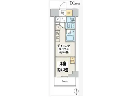 クレストコート本所吾妻橋ノース(1DK/8階)の間取り写真