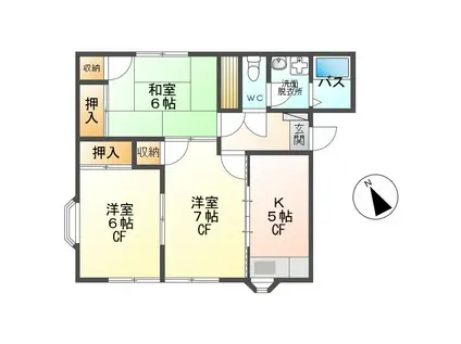 パレス・ラピュタβ(3K/2階)の間取り写真