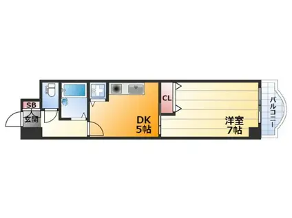 ノルデンハイム東三国(1DK/4階)の間取り写真