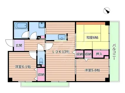 キャメルコート千里(3LDK/4階)の間取り写真
