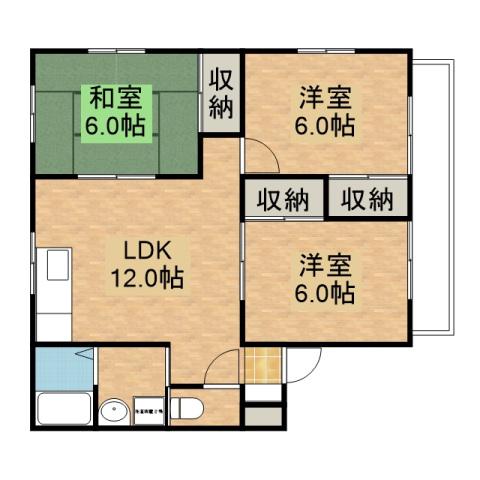 レスト矢野(3LDK/3階)の間取り写真