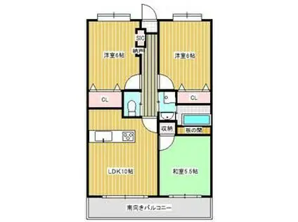 シェーン・ベルク安東(3LDK/4階)の間取り写真