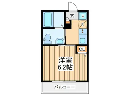 ノーヴェルメゾン(1K/2階)の間取り写真