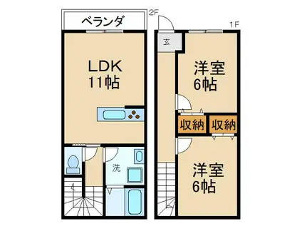 KOMOREBI(2LDK/1階)の間取り写真