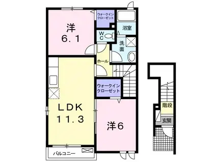 パストラル レジデンス B(2LDK/2階)の間取り写真