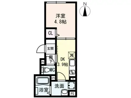 トルナーレ(1DK/3階)の間取り写真
