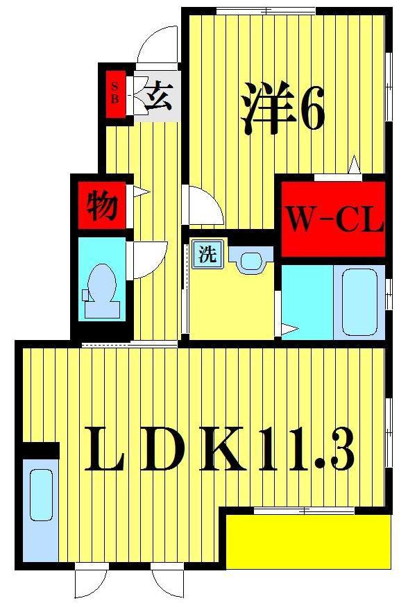 ドミールおおたかの森(1LDK/1階)の間取り写真