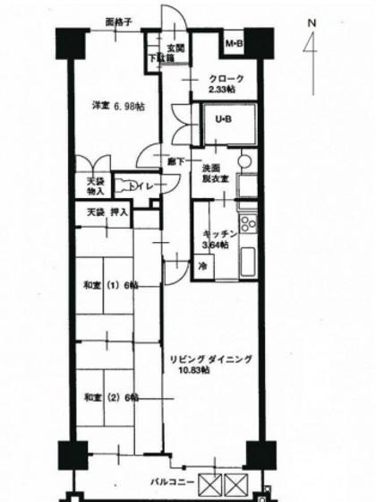 ホウライツルビル(3LDK/3階)の間取り写真