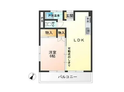 伊豆山コーポラス(1LDK/7階)の間取り写真