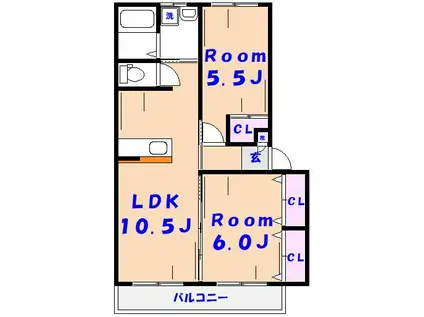 メゾンドールK(2LDK/2階)の間取り写真