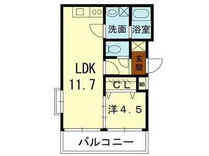 ヒーローマンション国府(1LDK/1階)の間取り写真