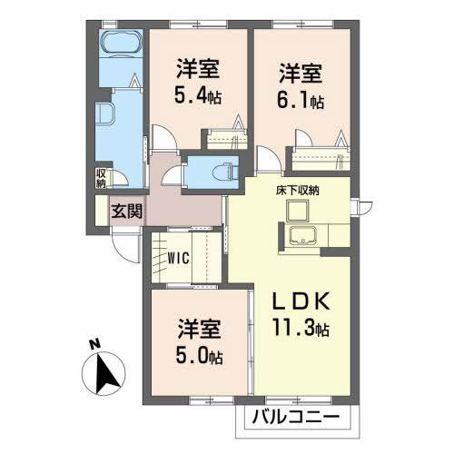 カメリアガーデン・A(3LDK/1階)の間取り写真