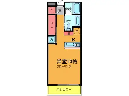 ECRU(ワンルーム/1階)の間取り写真