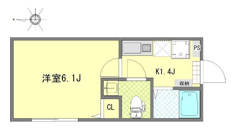 GLENODAI(1K/3階)の間取り写真