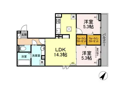 HEROKINGDOM(2LDK/1階)の間取り写真