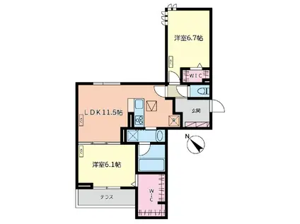 LUSSOIII(2LDK/1階)の間取り写真