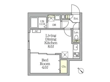 アグライア新宿横寺町(1LDK/1階)の間取り写真