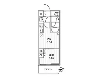ディームス蔵前レジデンス(1DK/4階)の間取り写真